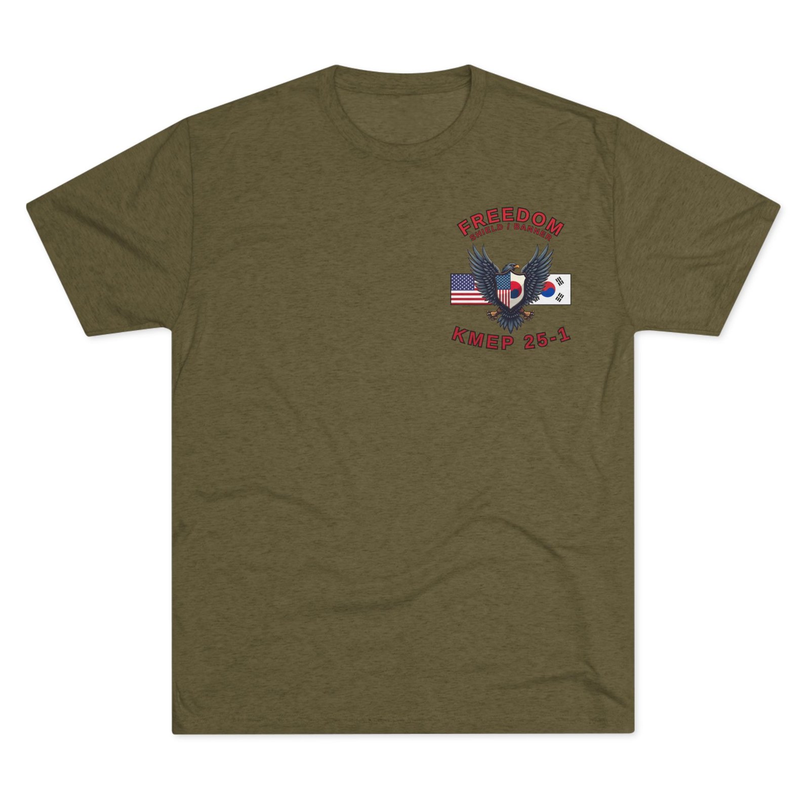 Freedom Shield - Freedom Banner - KMEP, Tri-Blend Unisex Military T-Shirt, Commemorative - Image 3