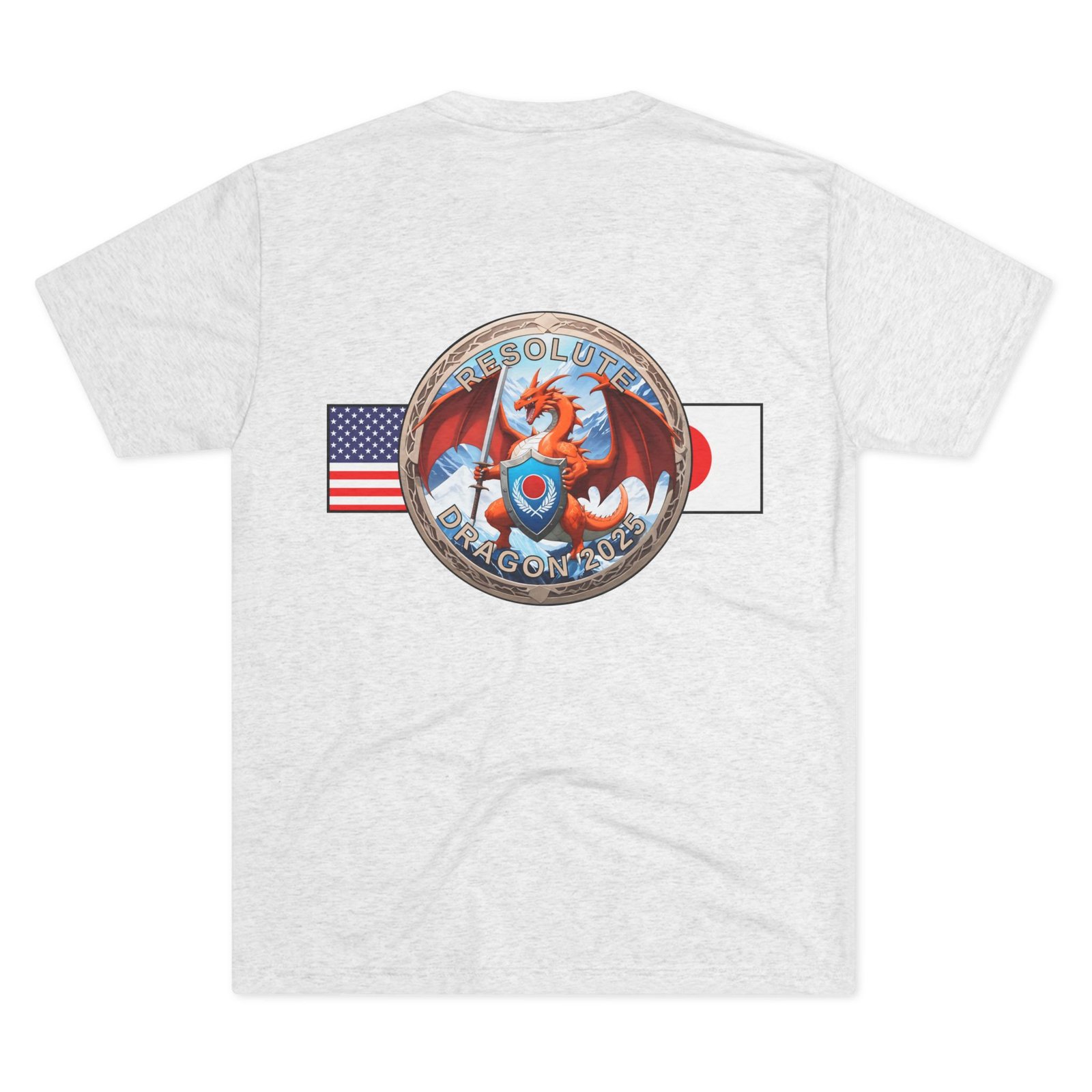 Resolute Dragon 2025, Tri-Blend Unisex Military T-Shirt, Commemorative