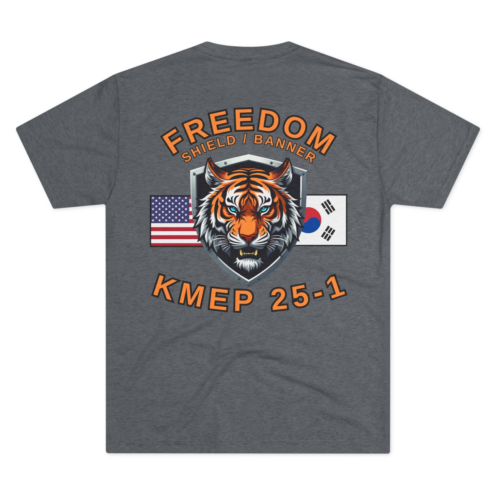 Freedom Shield - Banner - KMEP, Tri-Blend Unisex Military T-Shirt, Commemorative, Backside-Logo - Image 6