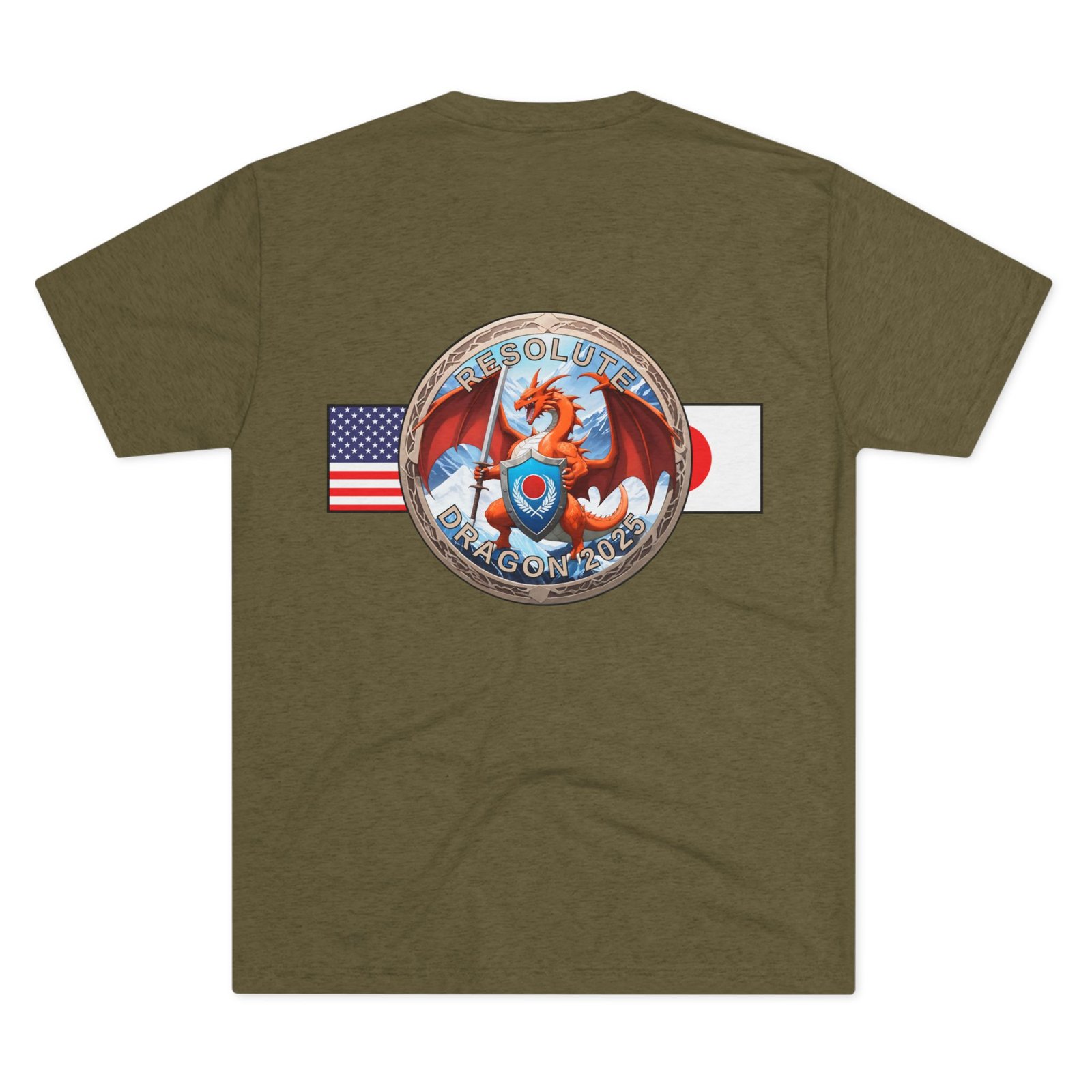 Resolute Dragon 2025, Tri-Blend Unisex Military T-Shirt, Commemorative - Image 3