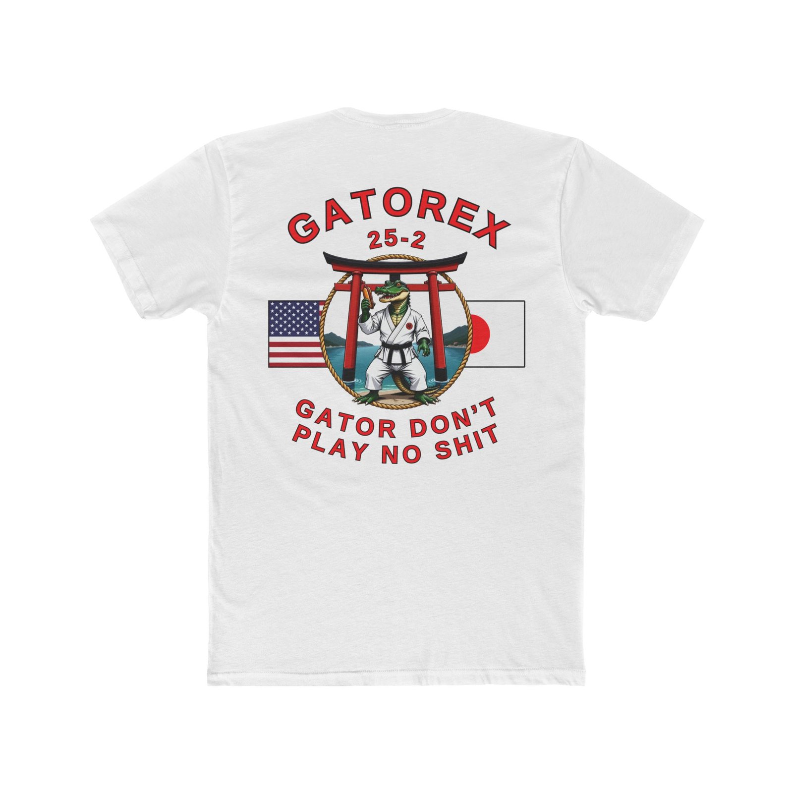 🌭 Hotdog GATOREX 25-2 Commemorative T-Shirt, Karate Alligator and Torii Gate, Back-Logo